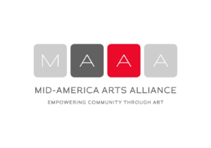 Grey scales and red Mid-American Arts Alliance Logo