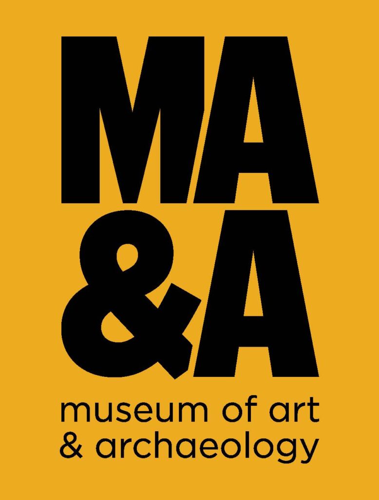 Black text on gold background logo for Museum of Art & Archaeology