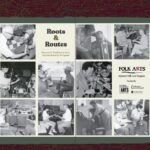 Ten black/white images of musicians, including fiddlers, accordionist and pianist with exhibit title and sponsor logos.